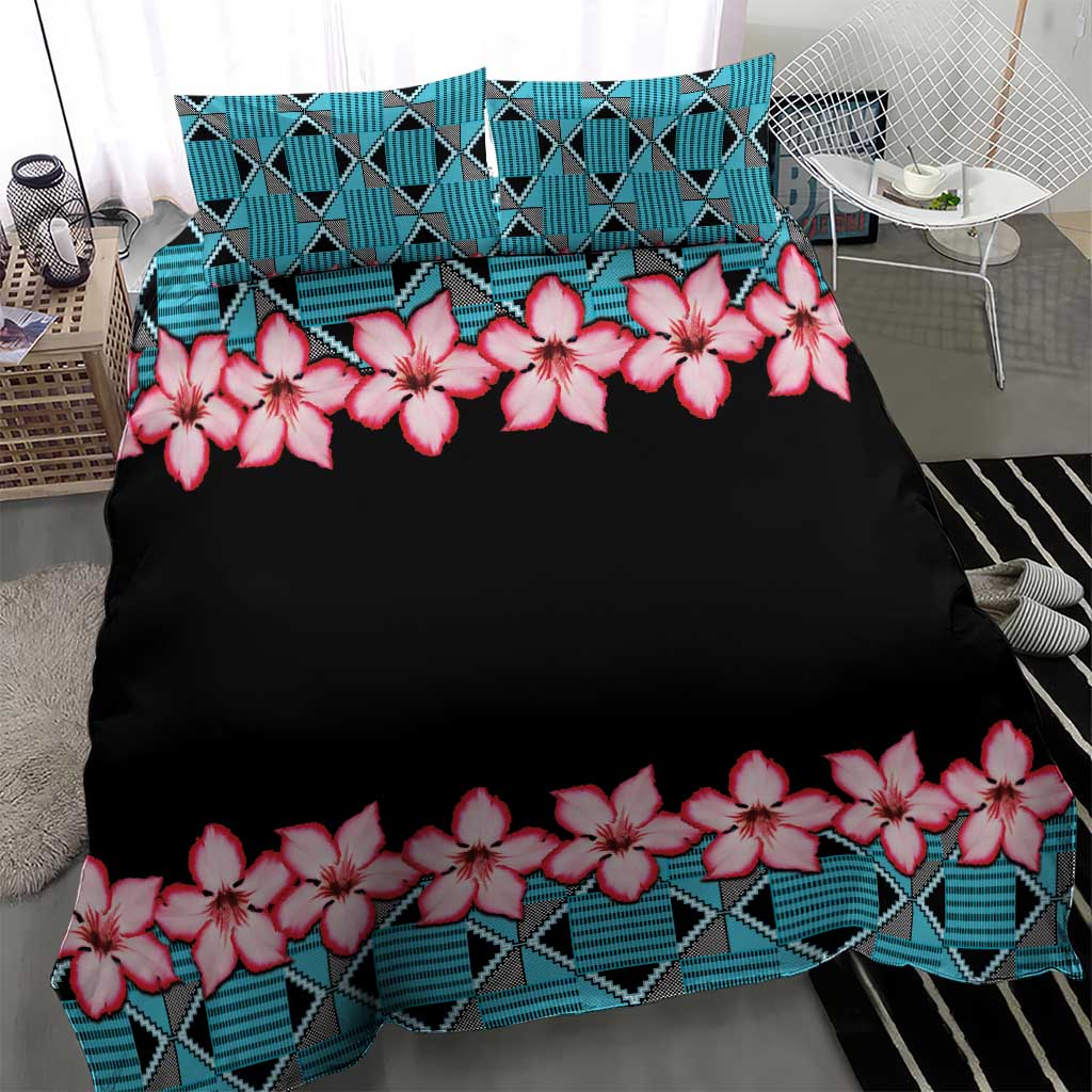 African Adenium Multiflorum Flowers Bedding Set with Kente Style LT9