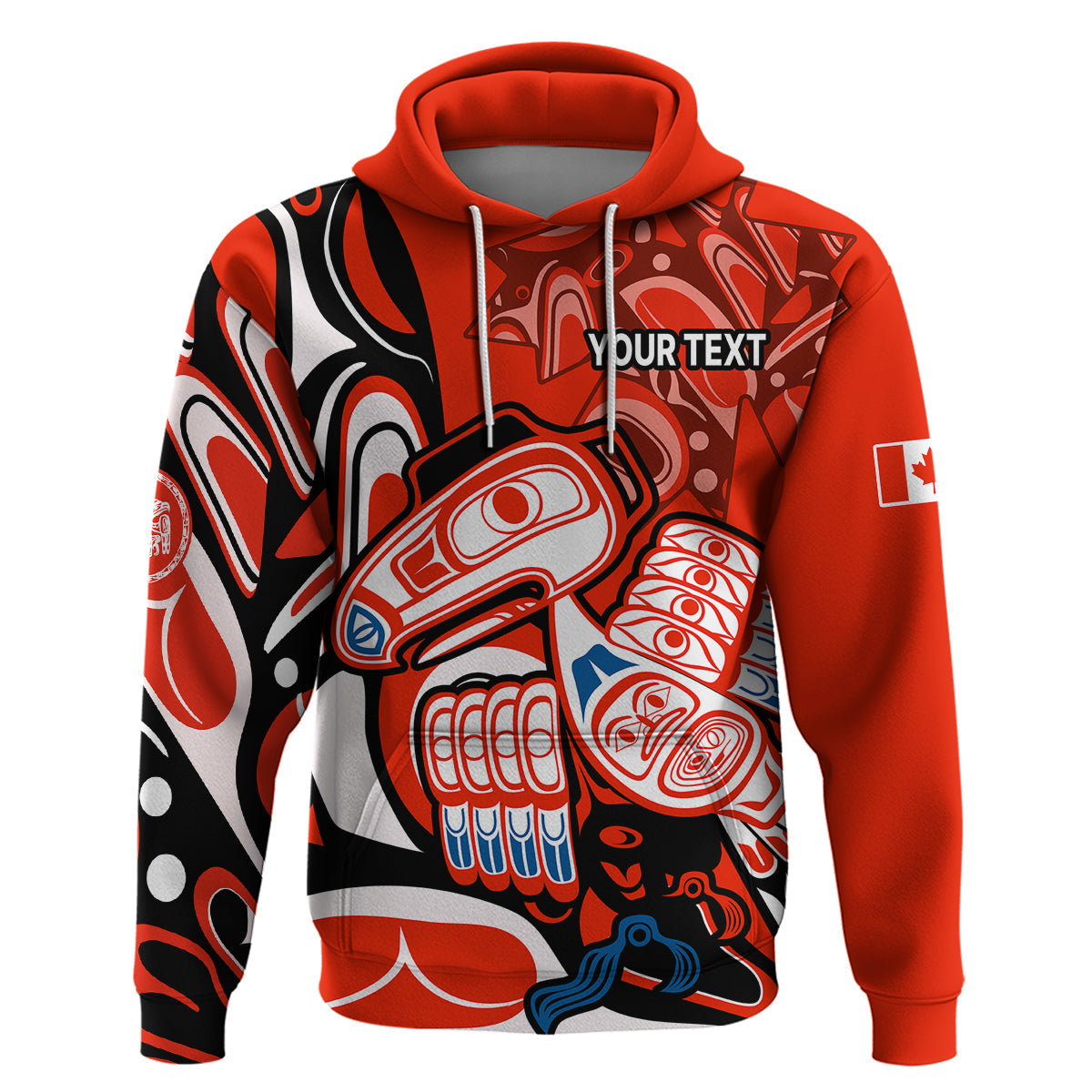 Custom Canada Haida Hoodie Classic Haida Stylized Raven in Red LT9