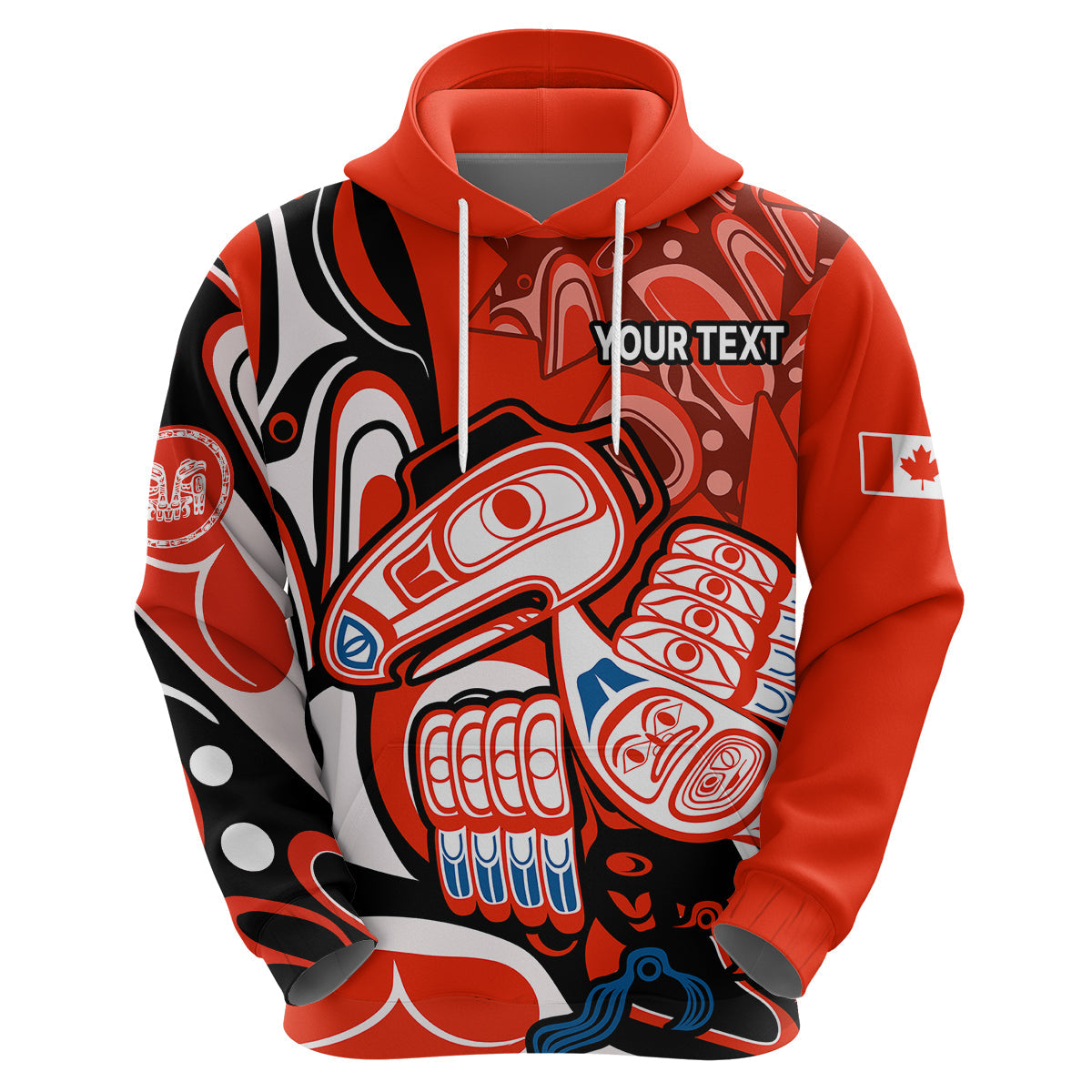 Custom Canada Haida Hoodie Classic Haida Stylized Raven in Red LT9