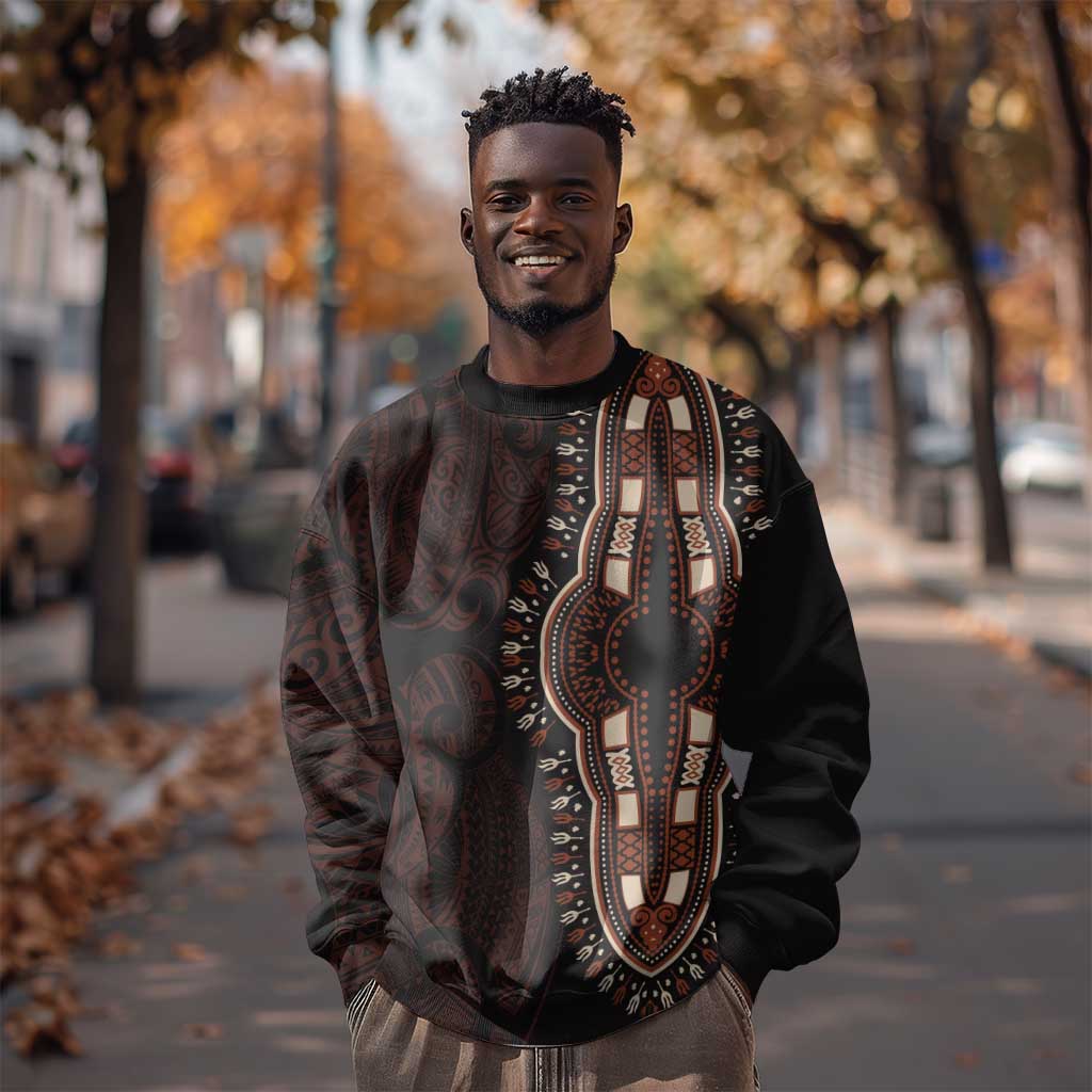 Dashiki and Polynesian Pattern Sweatshirt Afro Pacific Culture Red Version LT9