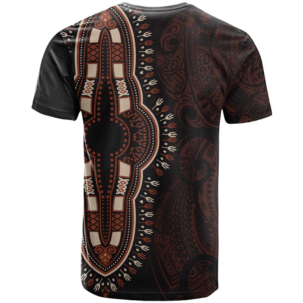 Dashiki and Polynesian Pattern T shirt Afro Pacific Culture Red Version LT9