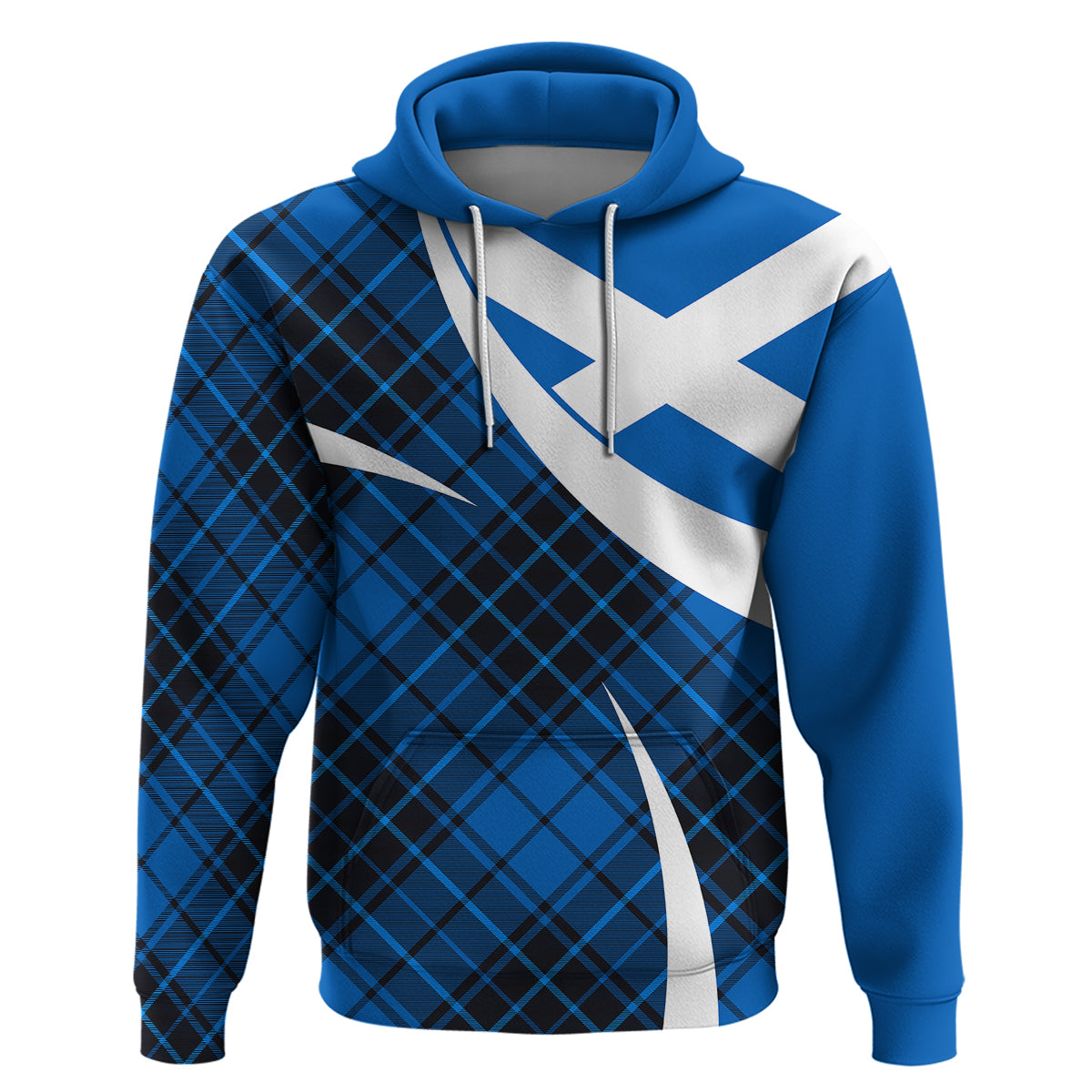Scotland Hoodie Alba Flag Scottish Colourful Tartan Blue Version LT9
