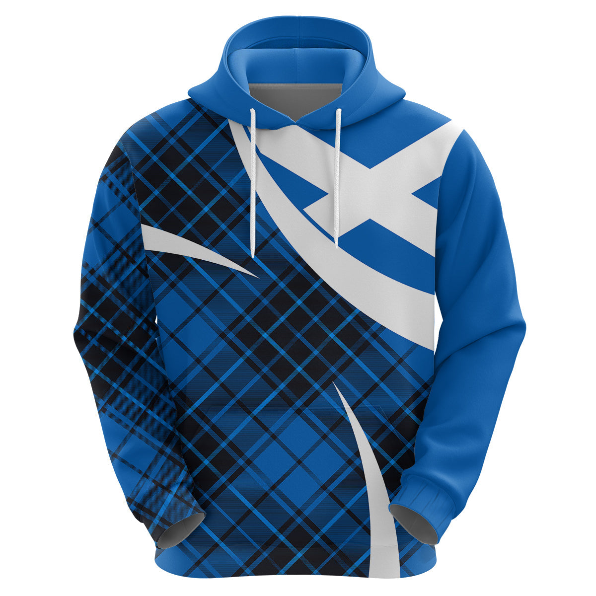 Scotland Hoodie Alba Flag Scottish Colourful Tartan Blue Version LT9