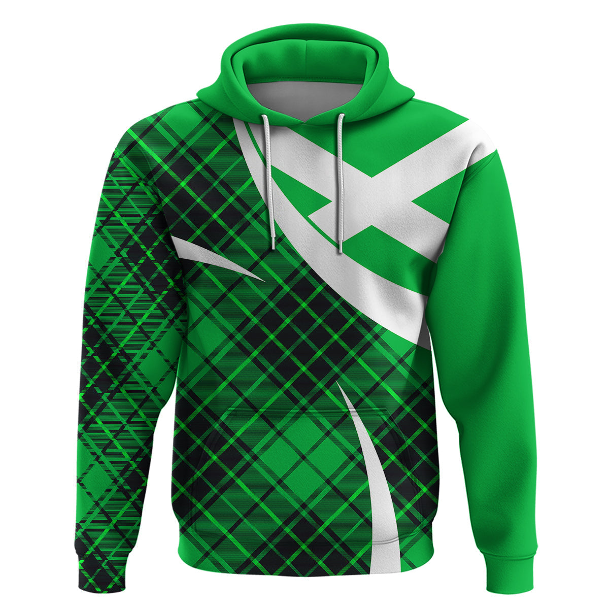 Scotland Hoodie Alba Flag Scottish Colourful Tartan Green Version LT9