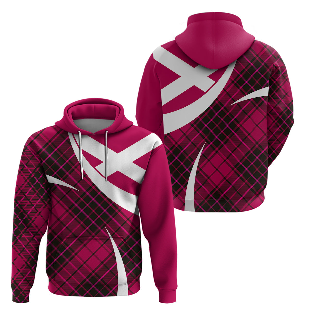 Scotland Hoodie Alba Flag Scottish Colourful Tartan Pink Version LT9