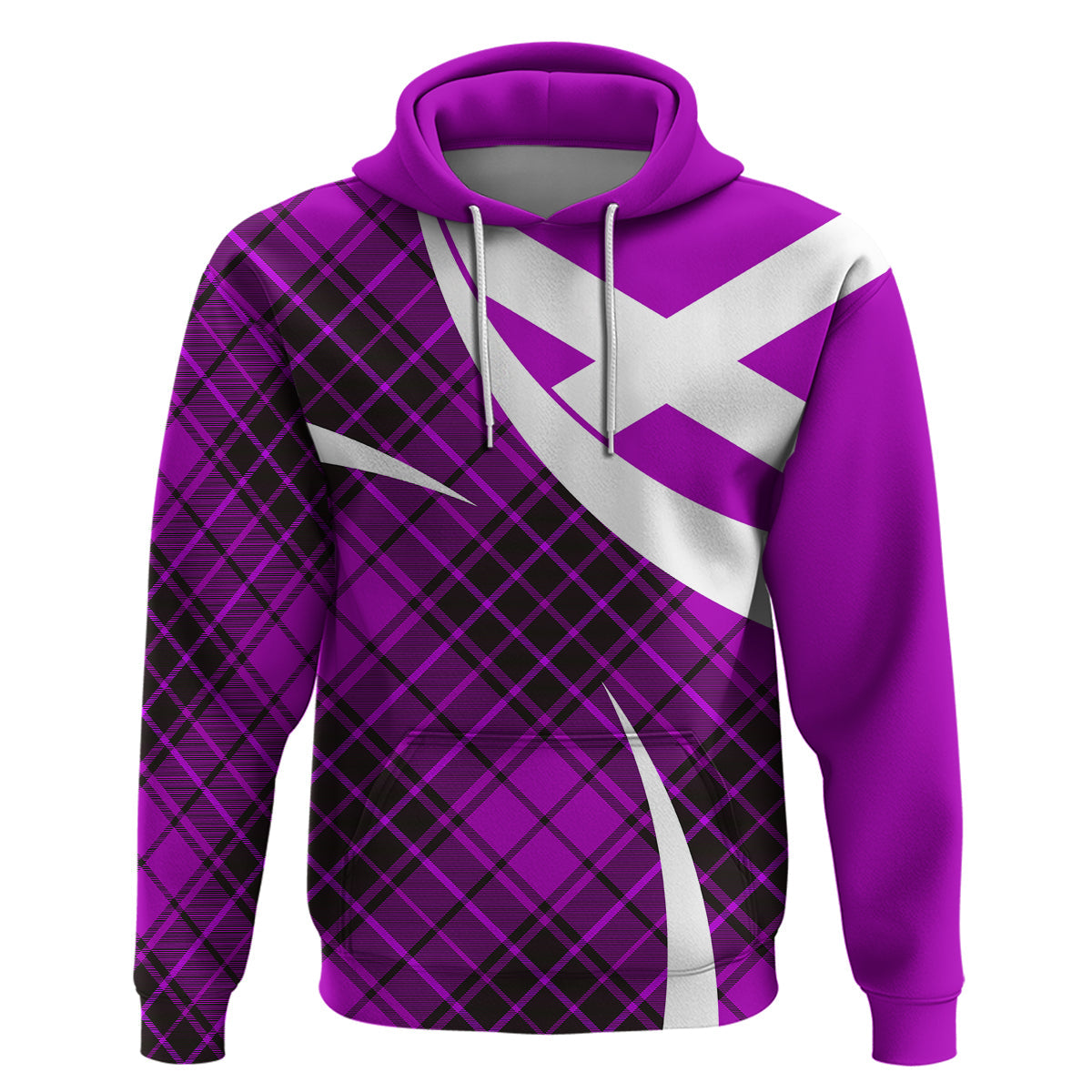 Scotland Hoodie Alba Flag Scottish Colourful Tartan Purple Version LT9