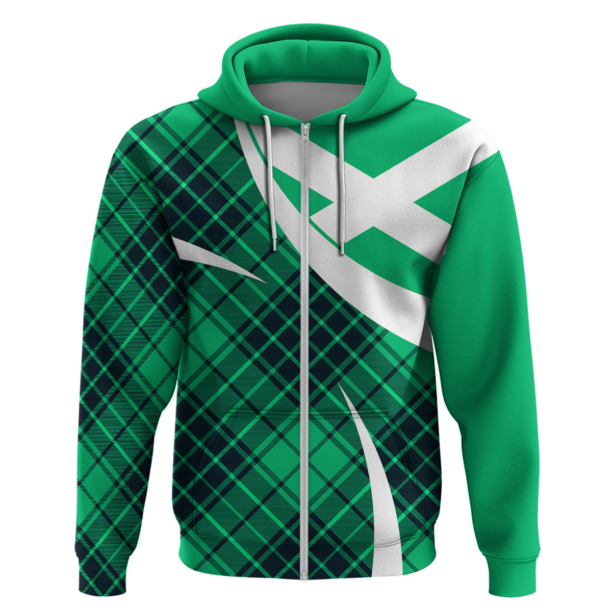 Scotland Hoodie Alba Flag Scottish Colourful Tartan Turquoise Version LT9