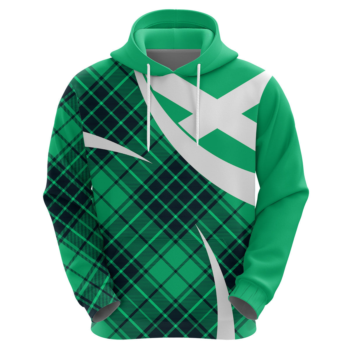 Scotland Hoodie Alba Flag Scottish Colourful Tartan Turquoise Version LT9