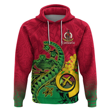 Personalised Vanuatu Islands Hoodie Polynesian Tattoo and Sea Turtle LT9