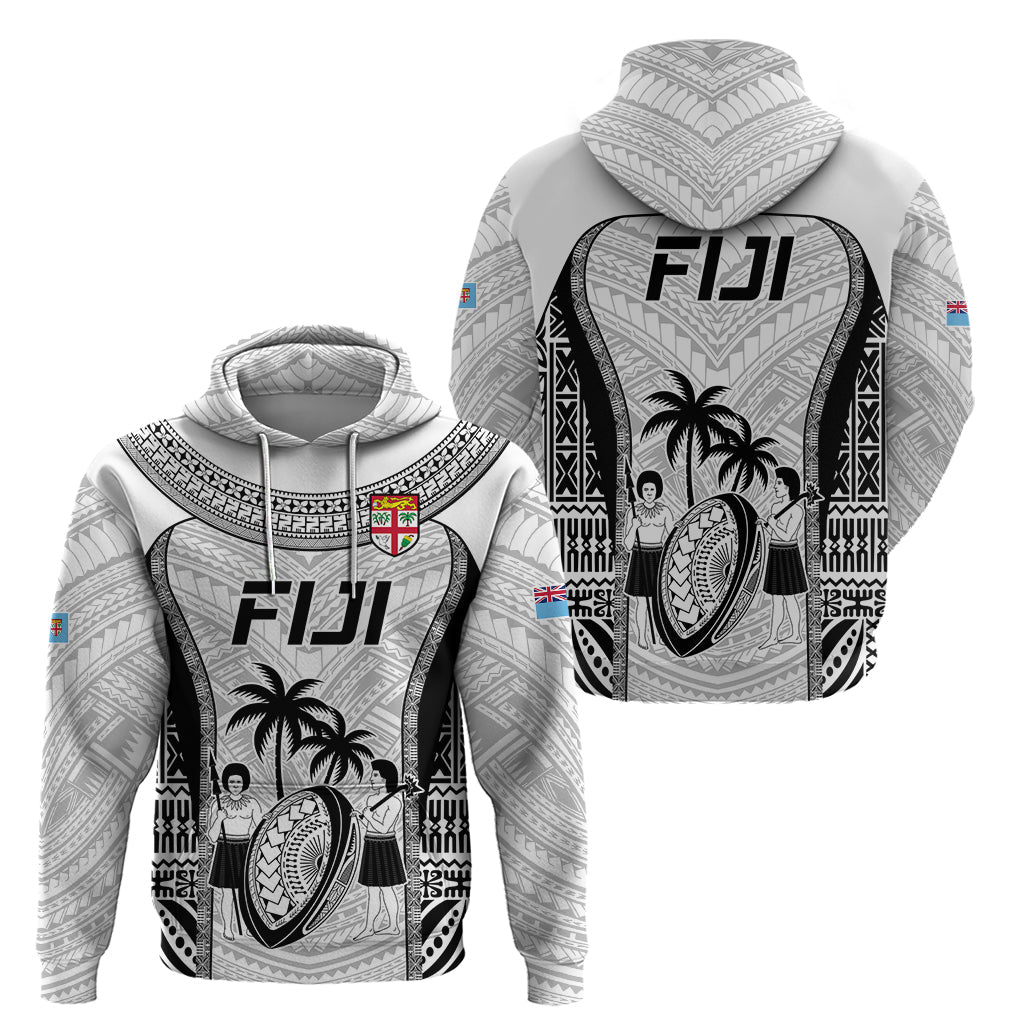 Fiji Rugby Hoodie Go Champions World Cup 2023 Tapa Unique White Vibe LT9