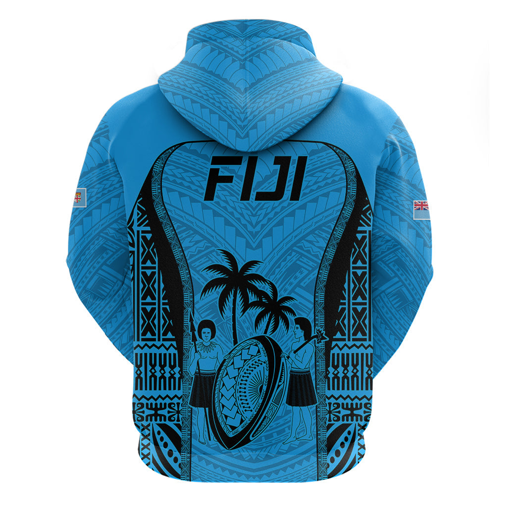 Fiji Rugby Hoodie Go Champions World Cup 2023 Tapa Unique Blue Vibe LT9