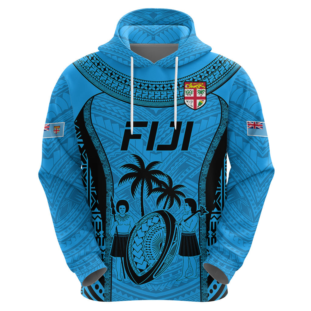 Fiji Rugby Hoodie Go Champions World Cup 2023 Tapa Unique Blue Vibe LT9