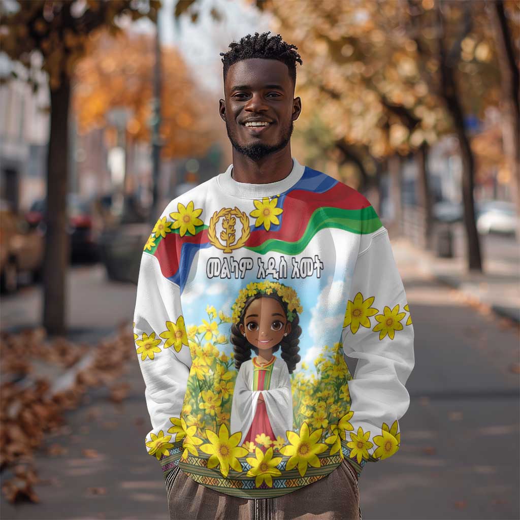 Happy Enkutatash Eritrea Personalized Sweatshirt Beautiful Afro Girl Adey Abeba Flower LT9