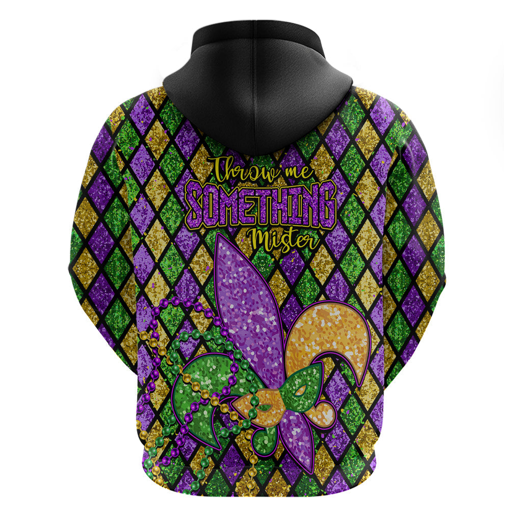 Mardi Gras Glitter Mask with Fleur-de-lis Hoodie LT9