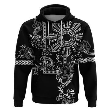 Filipino Sun Tribal Tattoo Hoodie Philippines Inspired Barong Simple Black LT9