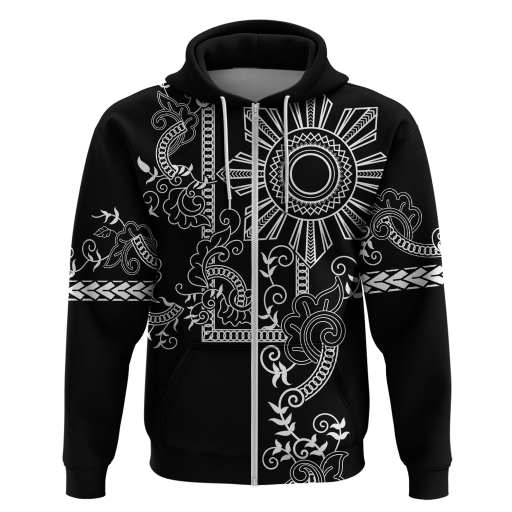 Filipino Sun Tribal Tattoo Hoodie Philippines Inspired Barong Simple Black LT9