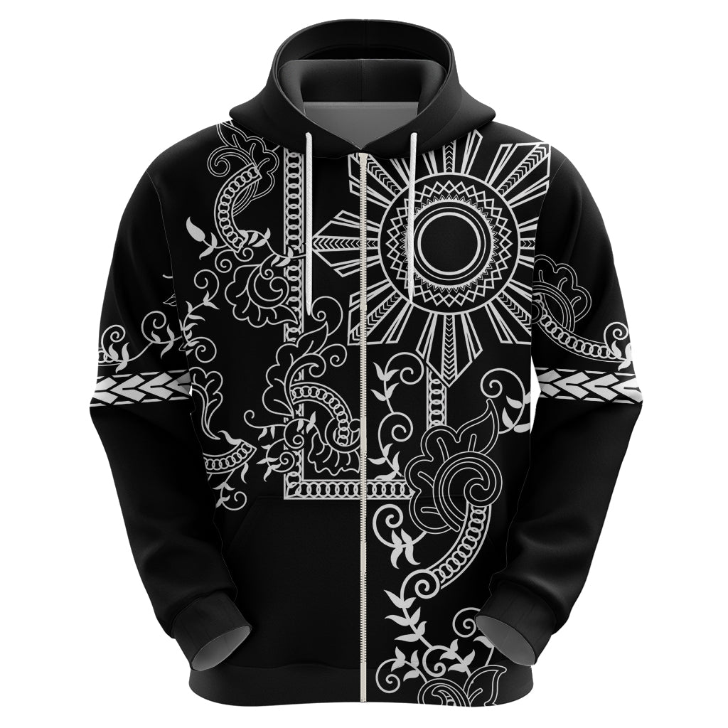 Filipino Sun Tribal Tattoo Hoodie Philippines Inspired Barong Simple Black LT9