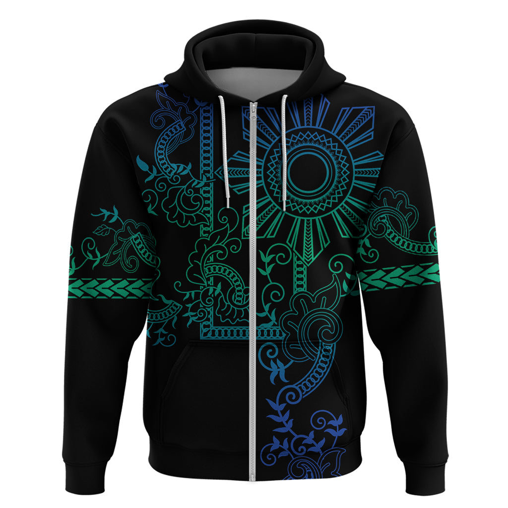 Filipino Sun Tribal Tattoo Hoodie Philippines Inspired Barong Blue Art LT9