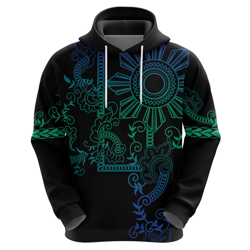 Filipino Sun Tribal Tattoo Hoodie Philippines Inspired Barong Blue Art LT9