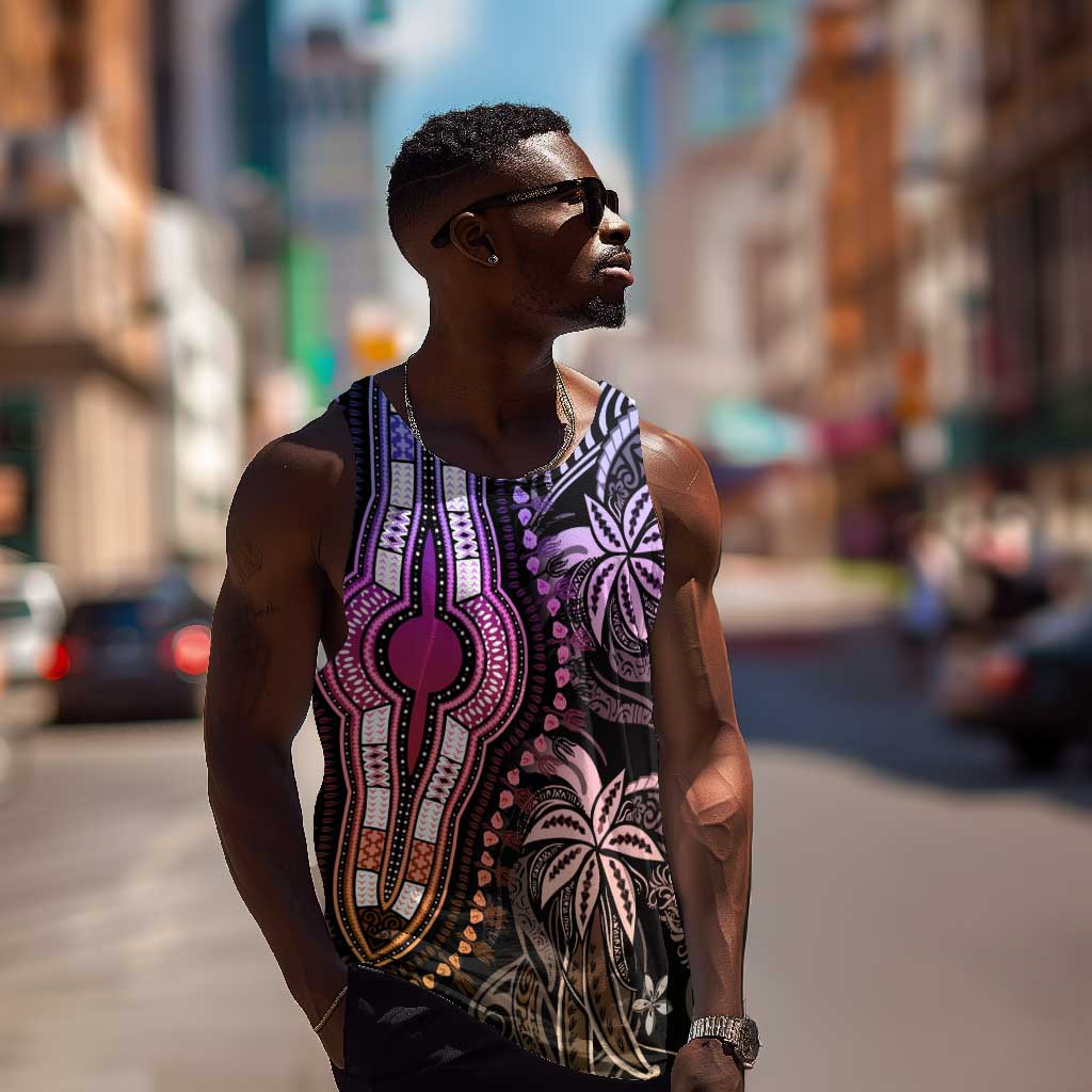 Polynesia Mixed African Dashiki Men Tank Top Afro-pacific Culture - Pastel LT9