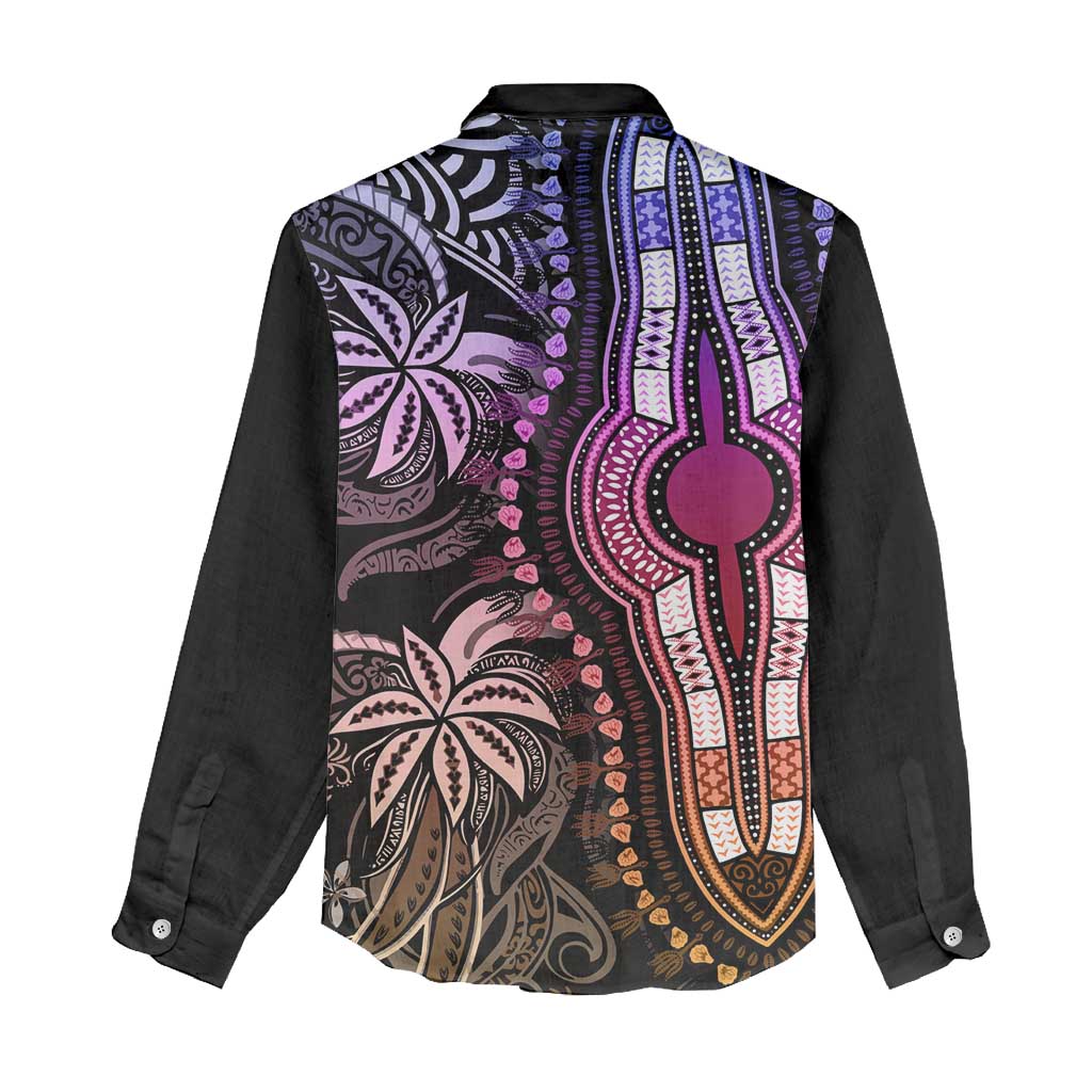 Polynesia Mixed African Dashiki Women Casual Shirt Afro-pacific Culture - Pastel LT9