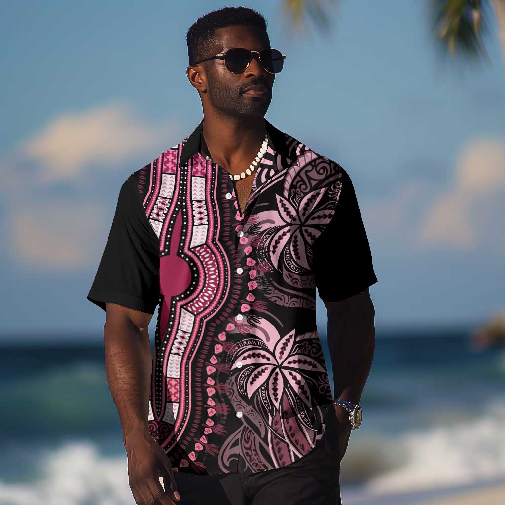 Polynesia Mixed African Dashiki Hawaiian Shirt Afro-pacific Culture - Pink LT9