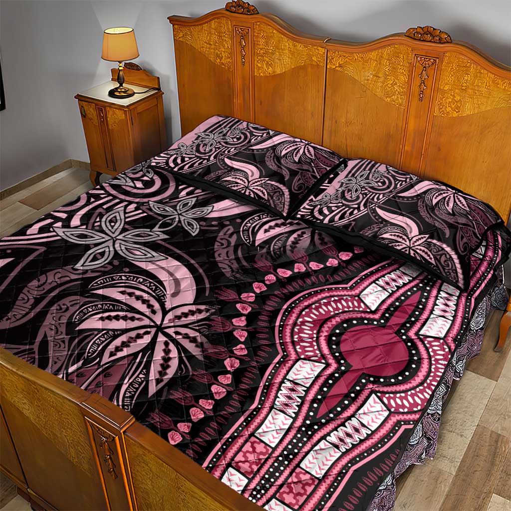 Polynesia Mixed African Dashiki Quilt Bed Set Afro-pacific Culture - Pink LT9