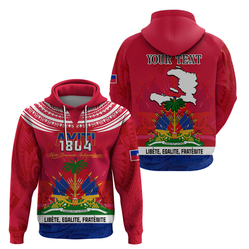 Haiti Independence Day Hoodie Libete Egalite Fratenite Ayiti 1804 With Polynesian Pattern LT9