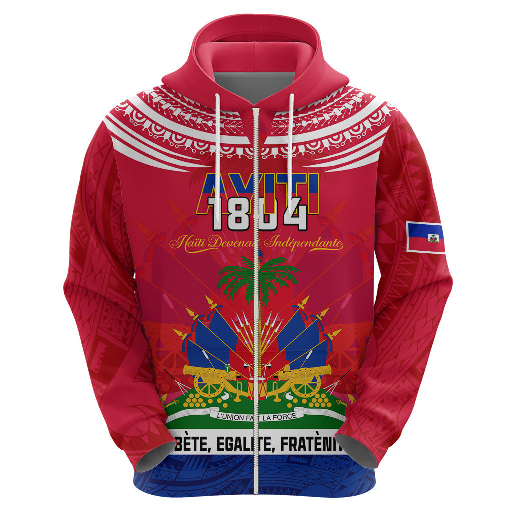 Haiti Independence Day Hoodie Libete Egalite Fratenite Ayiti 1804 With Polynesian Pattern LT9