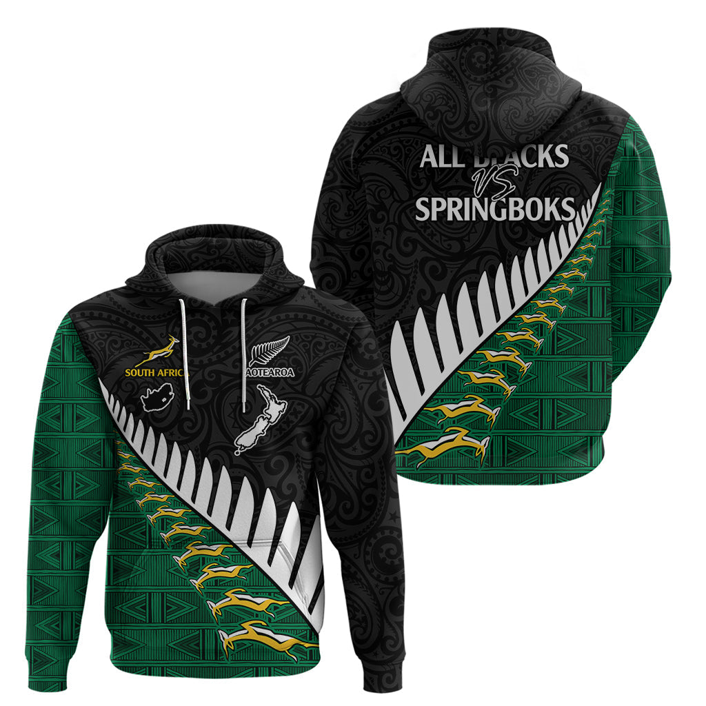 South Africa and Aotearoa Rugby Hoodie Springboks Black Fern Maori Vibe LT9