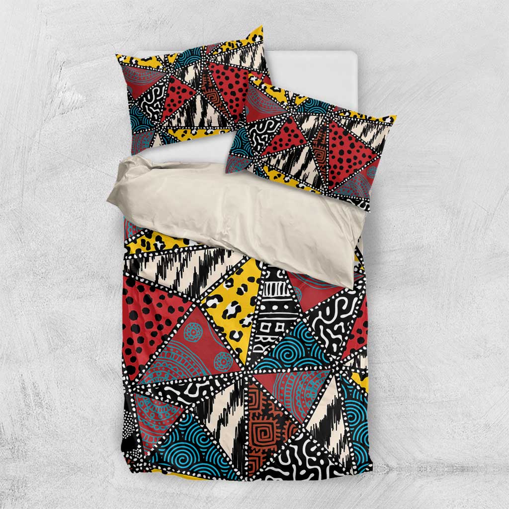 African Wild Animal Skins Bedding Set Triangles Pattern Afro Pattern Style LT9