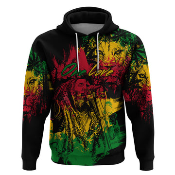 Rastafarian Lion Legend Bob Hoodie Reggae Festival Sketch Portrait LT9