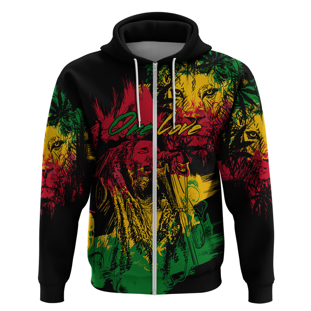Rastafarian Lion Legend Bob Hoodie Reggae Festival Sketch Portrait LT9