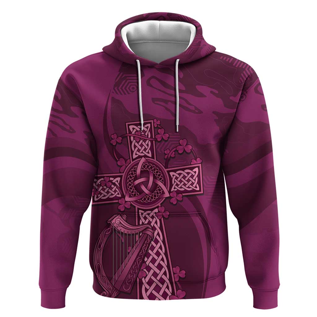 Ireland Rugby Hoodie Maroon Celtic Knot Summer Paris 2024 LT9