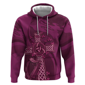 Ireland Rugby Hoodie Maroon Celtic Knot Summer Paris 2024 LT9