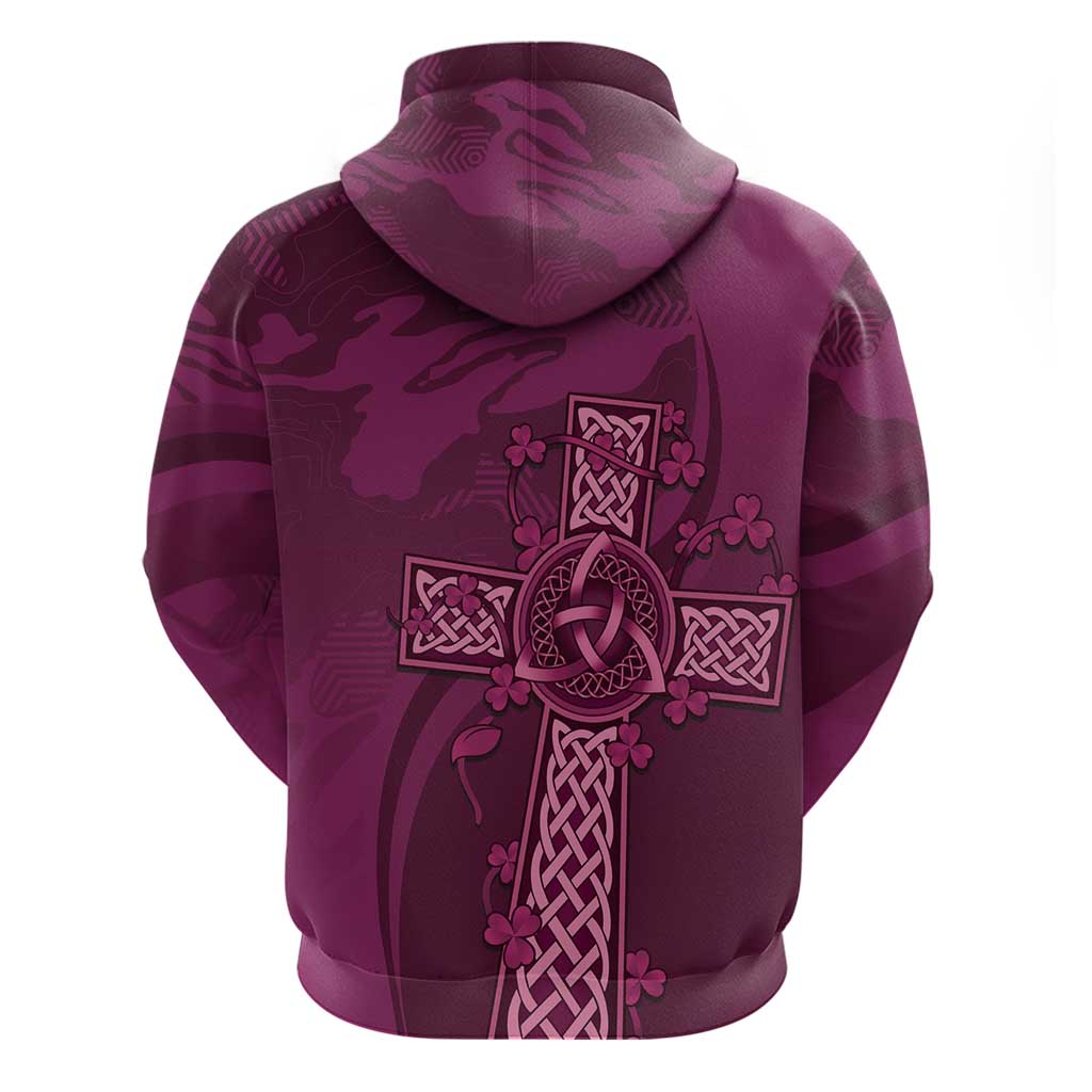 Ireland Rugby Hoodie Maroon Celtic Knot Summer Paris 2024 LT9