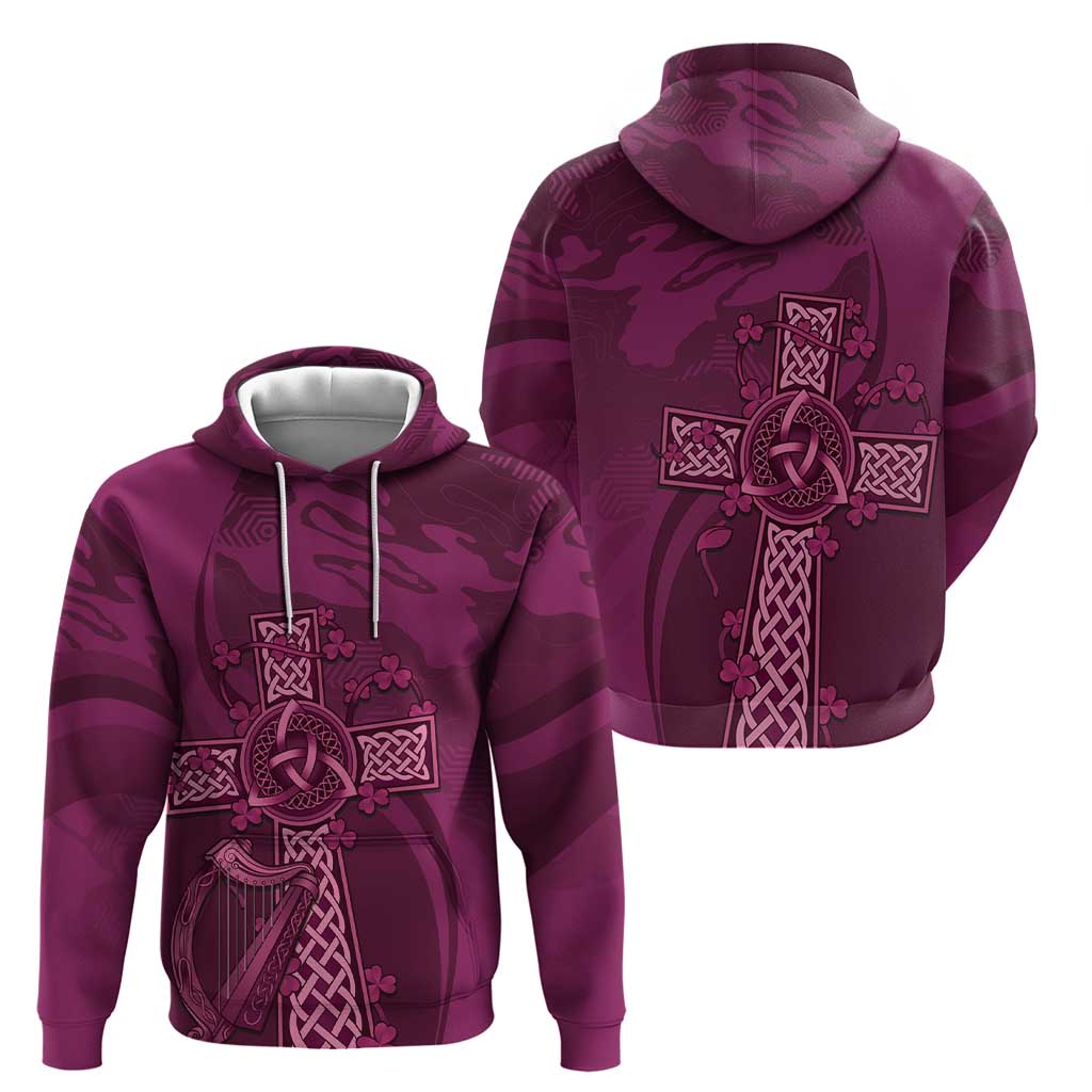 Ireland Rugby Hoodie Maroon Celtic Knot Summer Paris 2024 LT9