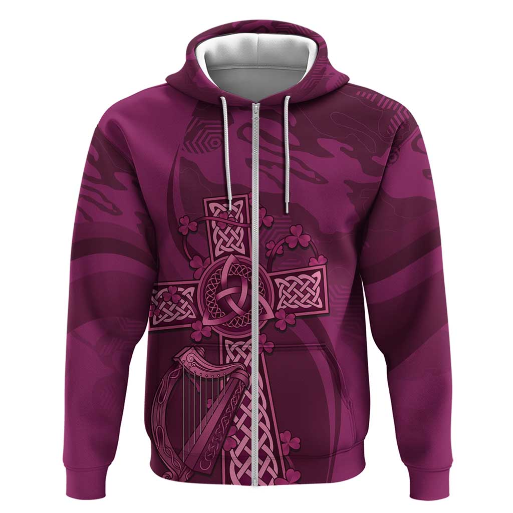 Ireland Rugby Hoodie Maroon Celtic Knot Summer Paris 2024 LT9