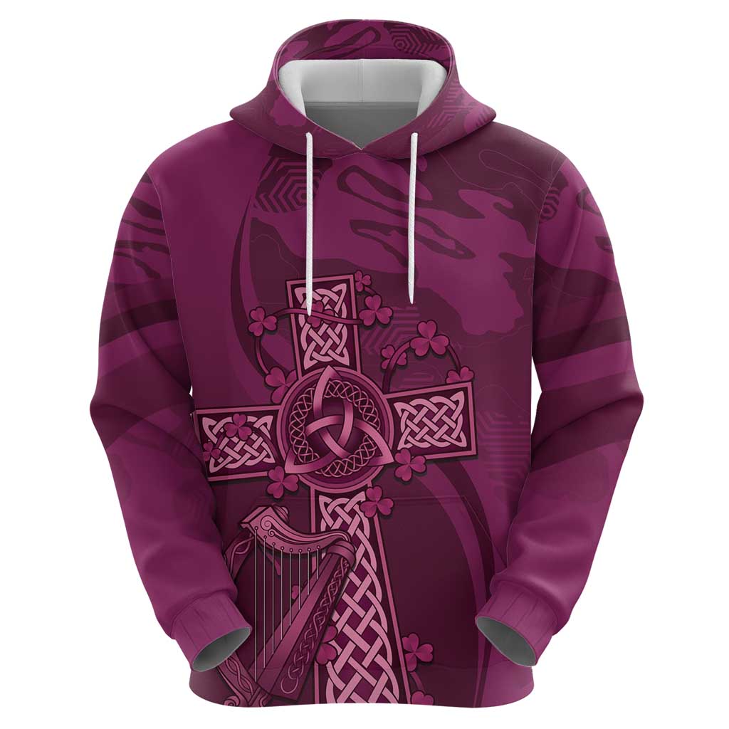 Ireland Rugby Hoodie Maroon Celtic Knot Summer Paris 2024 LT9