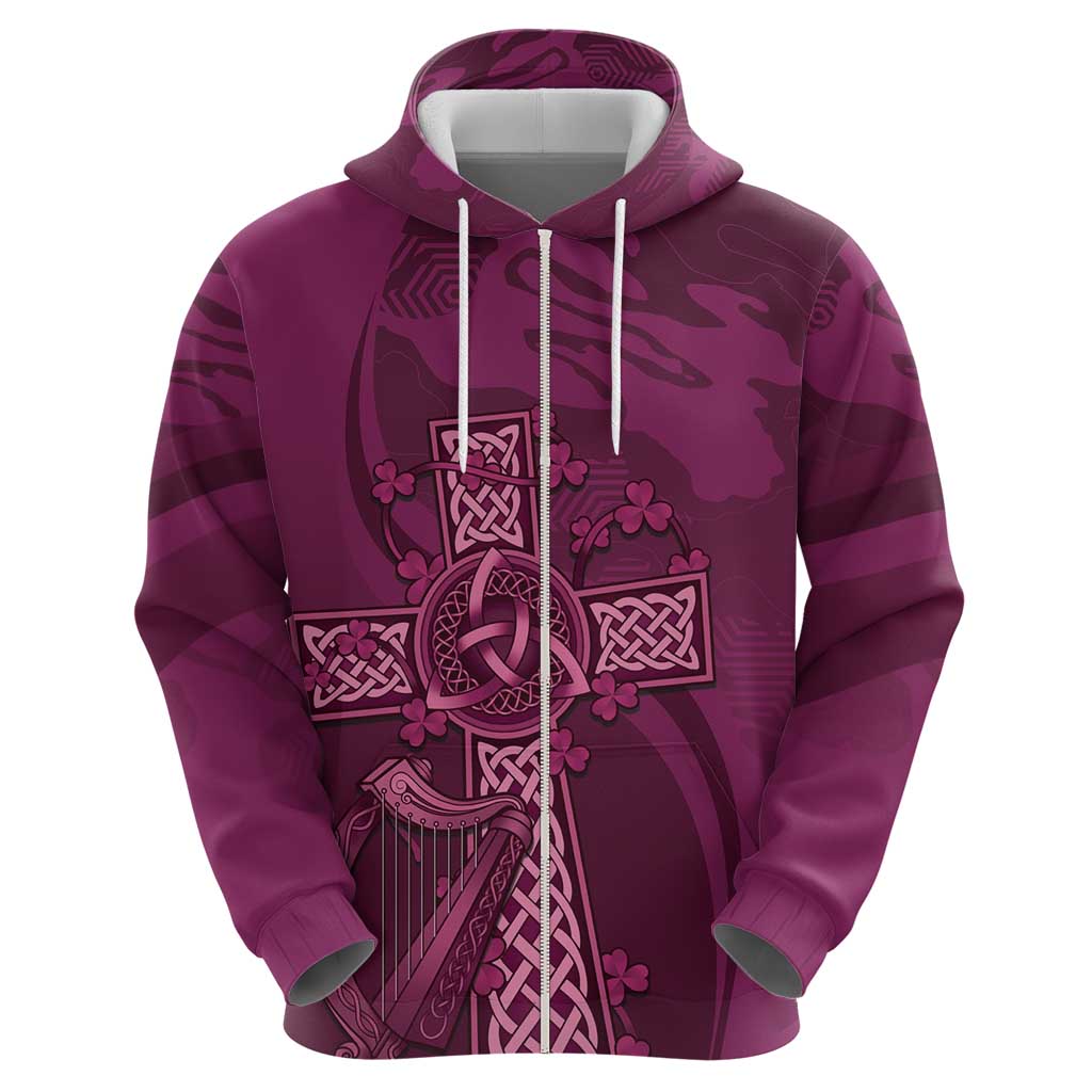 Ireland Rugby Hoodie Maroon Celtic Knot Summer Paris 2024 LT9