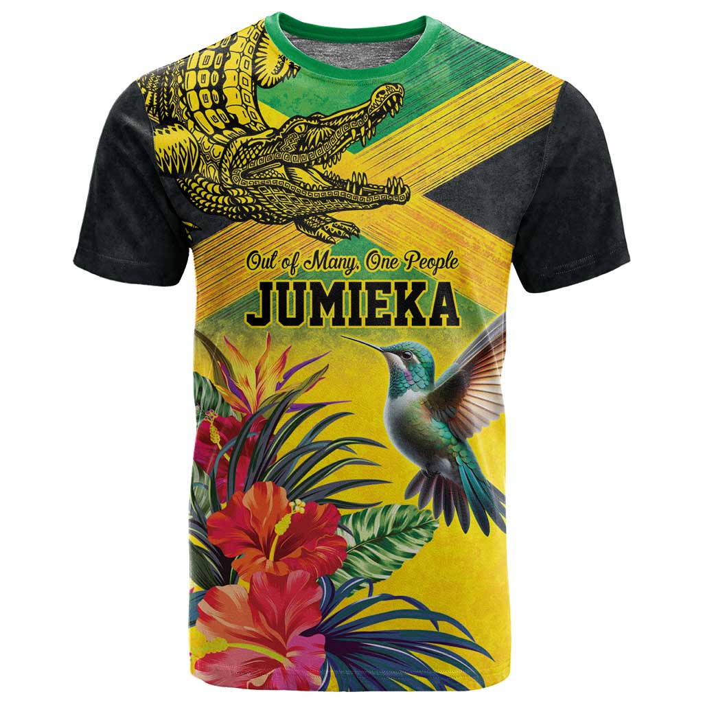 Personalized Black Jamaicans Crocodile Hummingbird T shirt Tropical Flowers Grunge Flag LT9