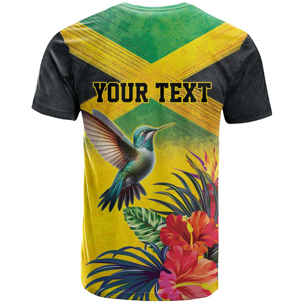 Personalized Black Jamaicans Hummingbird T shirt Tropical Flowers Grunge Flag LT9