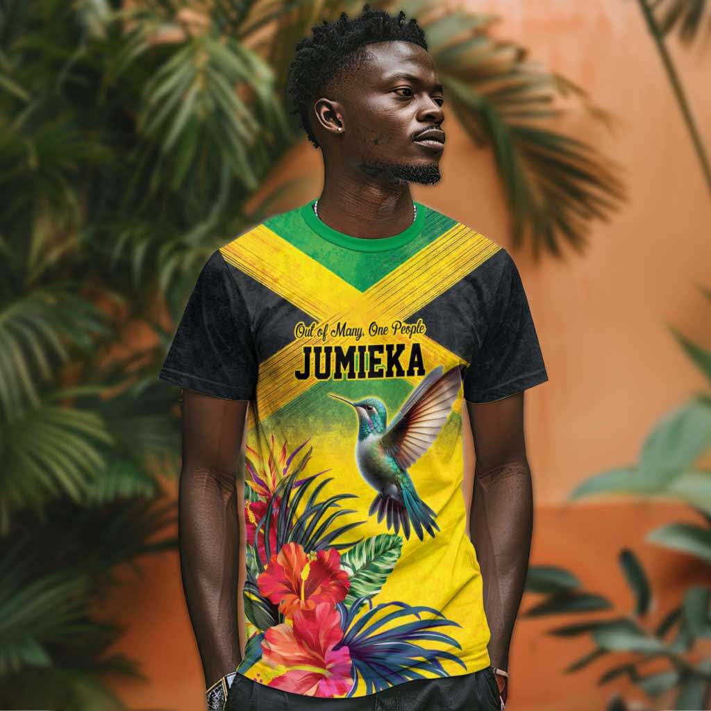 Personalized Black Jamaicans Hummingbird T shirt Tropical Flowers Grunge Flag LT9