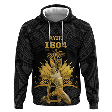 Haitian Negre Marron 1804 Hoodie Black Polynesian Pattern LT9