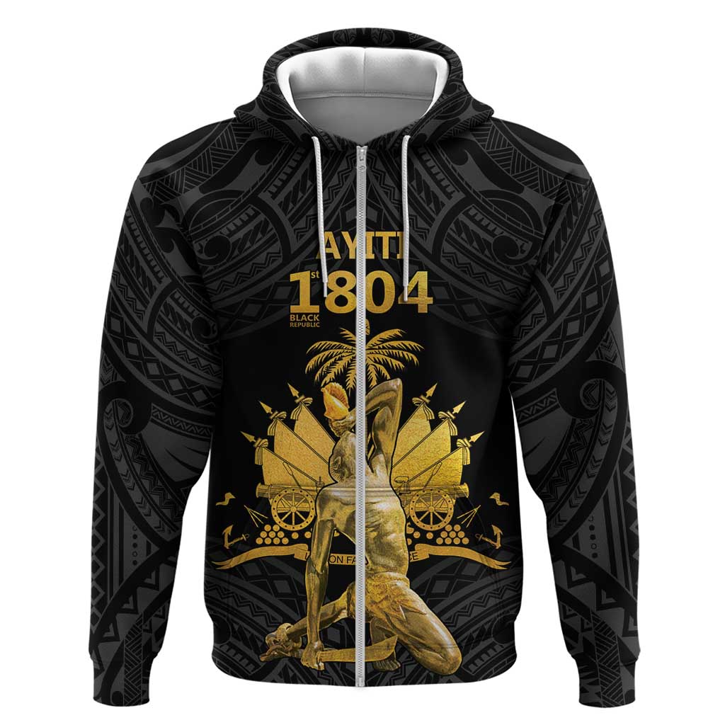 Haitian Negre Marron 1804 Hoodie Black Polynesian Pattern LT9