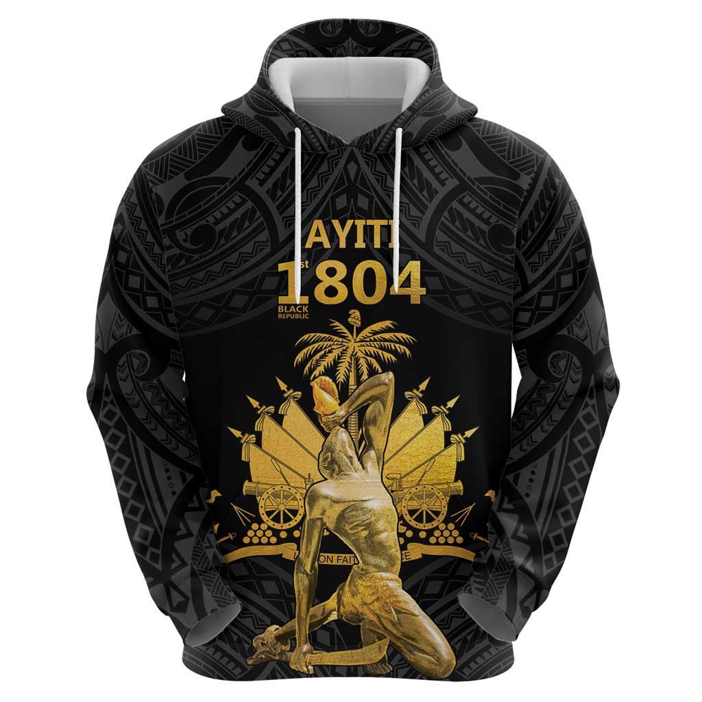 Haitian Negre Marron 1804 Hoodie Black Polynesian Pattern LT9
