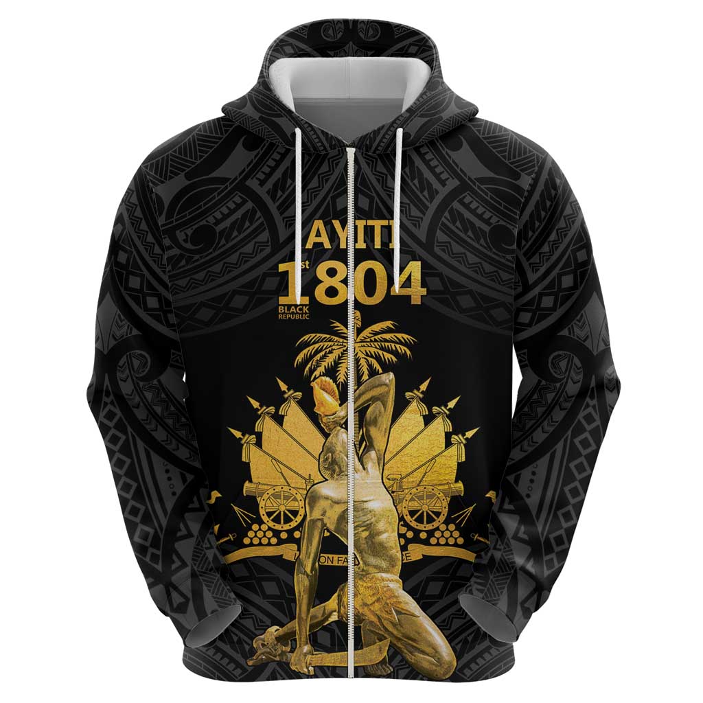 Haitian Negre Marron 1804 Hoodie Black Polynesian Pattern LT9