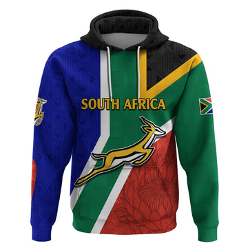 South Africa Springboks Hoodie with Kente Pattern and South African Flag LT9