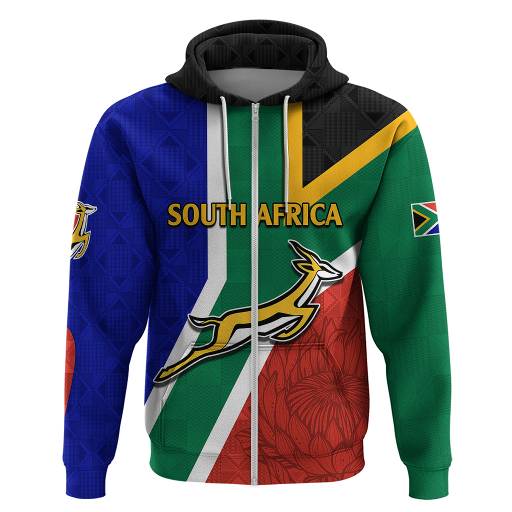 South Africa Springboks Hoodie with Kente Pattern and South African Flag LT9