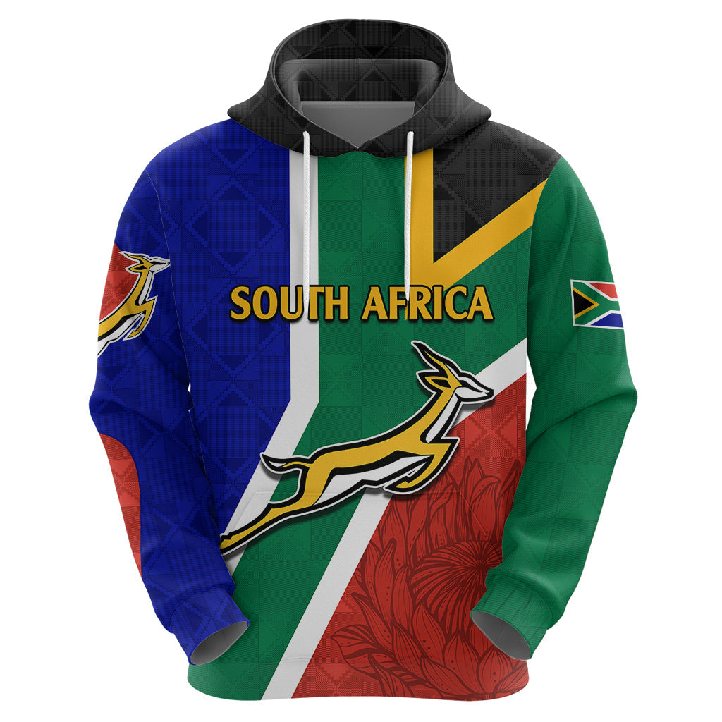 South Africa Springboks Hoodie with Kente Pattern and South African Flag LT9